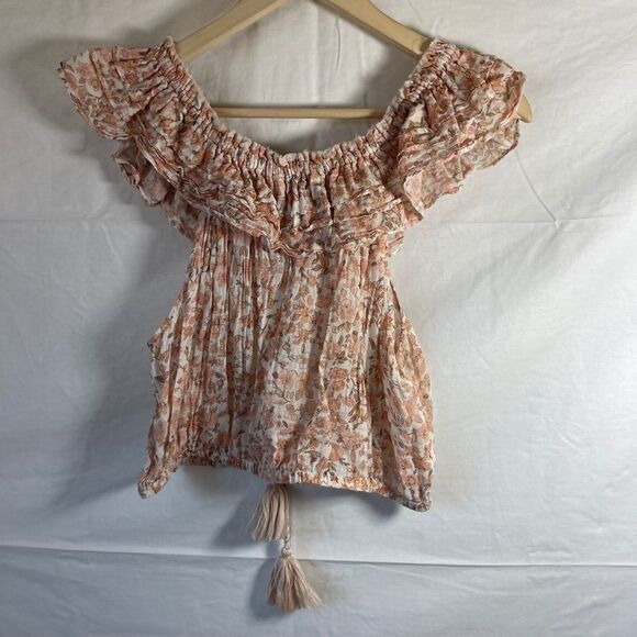 LoveShackFancy Dorin Cropped Woven Cotton Raw Hem Crop Top Sz L - Picture 4 of 8